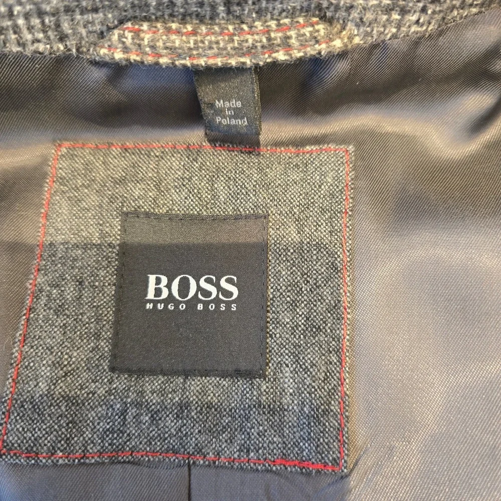 Hugo Boss Coastu Grey Glen Check Wool Silk Sport Coat Blazer Elbow‎ Patches 40R